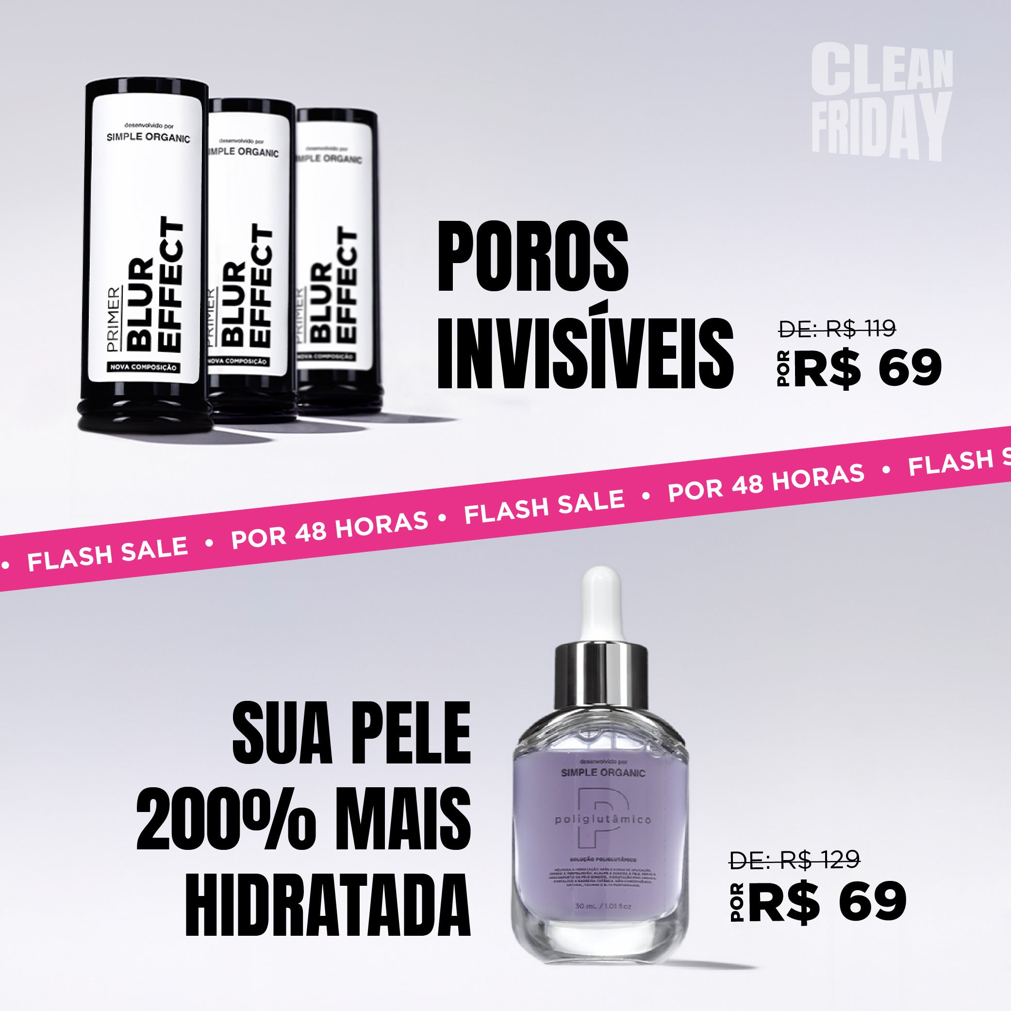 Flash Sale Solução Poliglutâmico e Primer Blur Effect da Simple