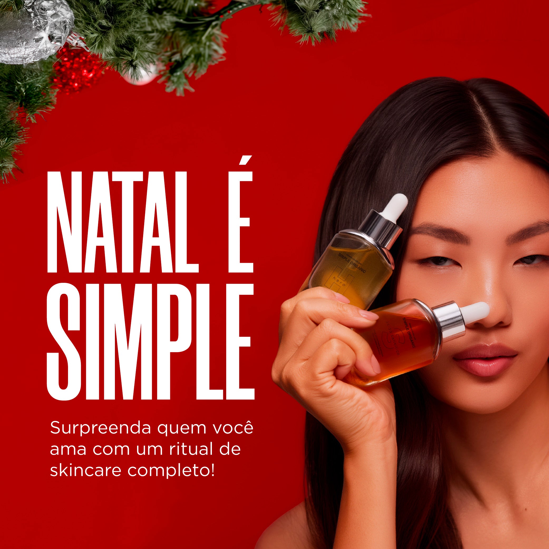 Presentes de Natal em skincare, séruns Simple Organic em destaque